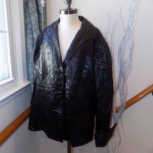 LAFAYETTE 148 Black Crinkle Blazer Coat Plus Size 16